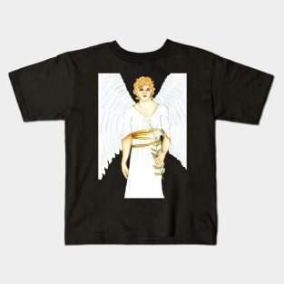 Archangel Gabriel the Messenger Angel- Dark Green Kids T-Shirt